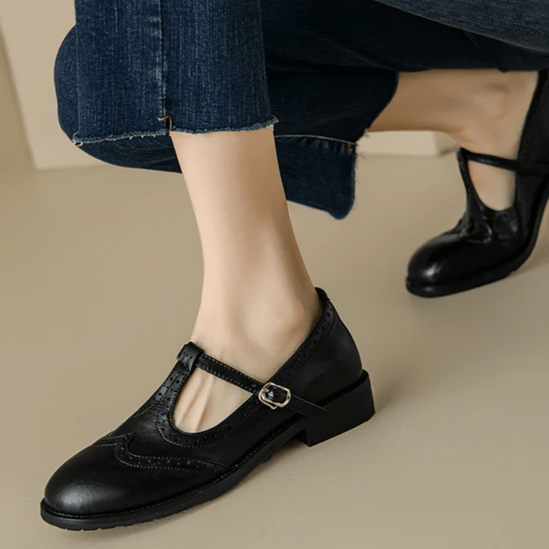 Miana™ | Polished T - Strap Mary Janes - SUNDRA