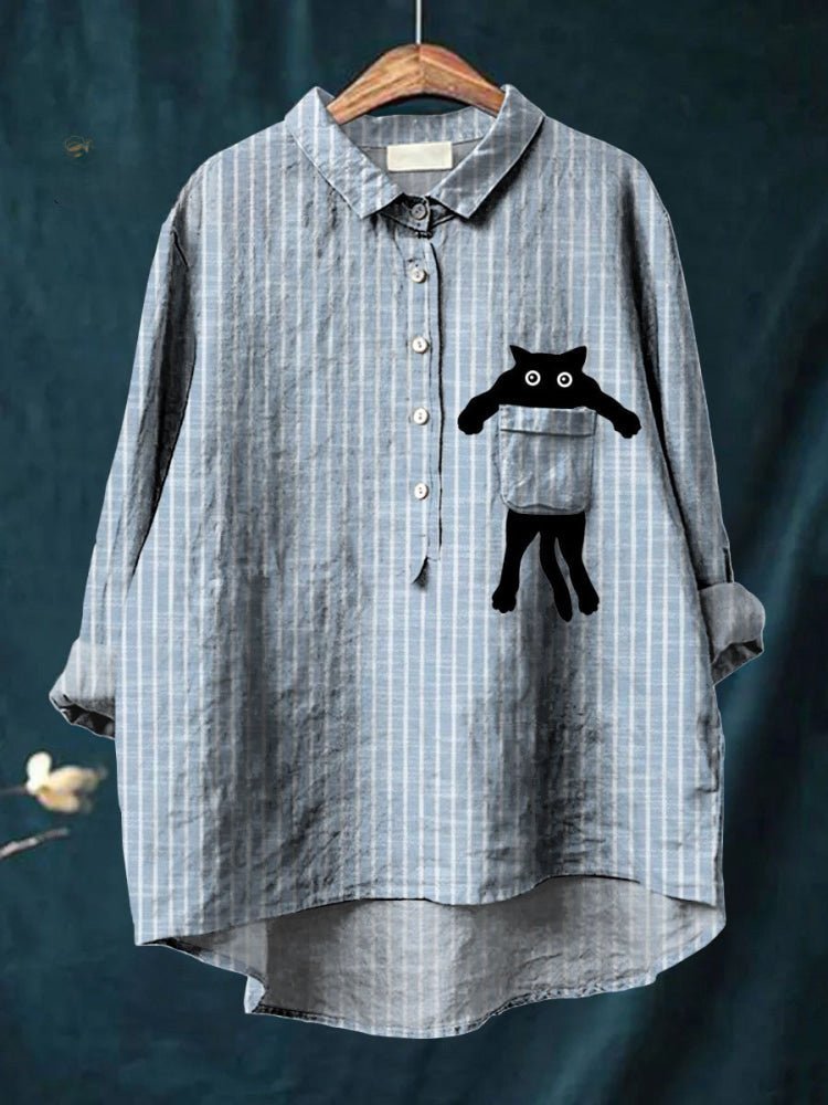 Milo | Cute Cat Pocket Shirt - SUNDRA