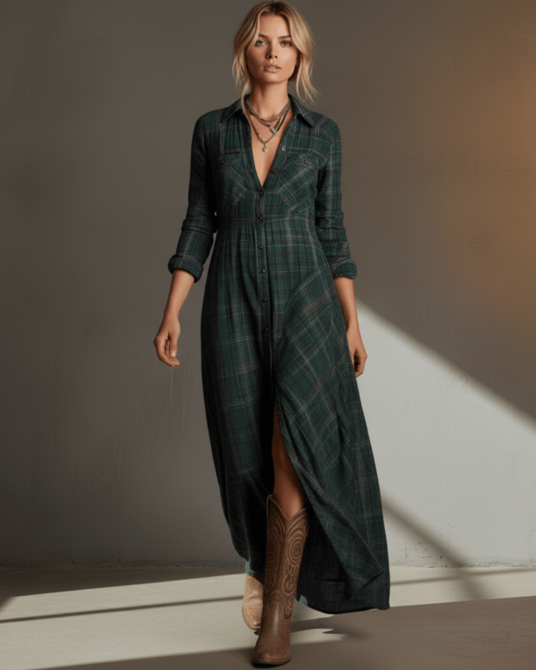 Mira™ | Checked Maxi Dress - SUNDRA