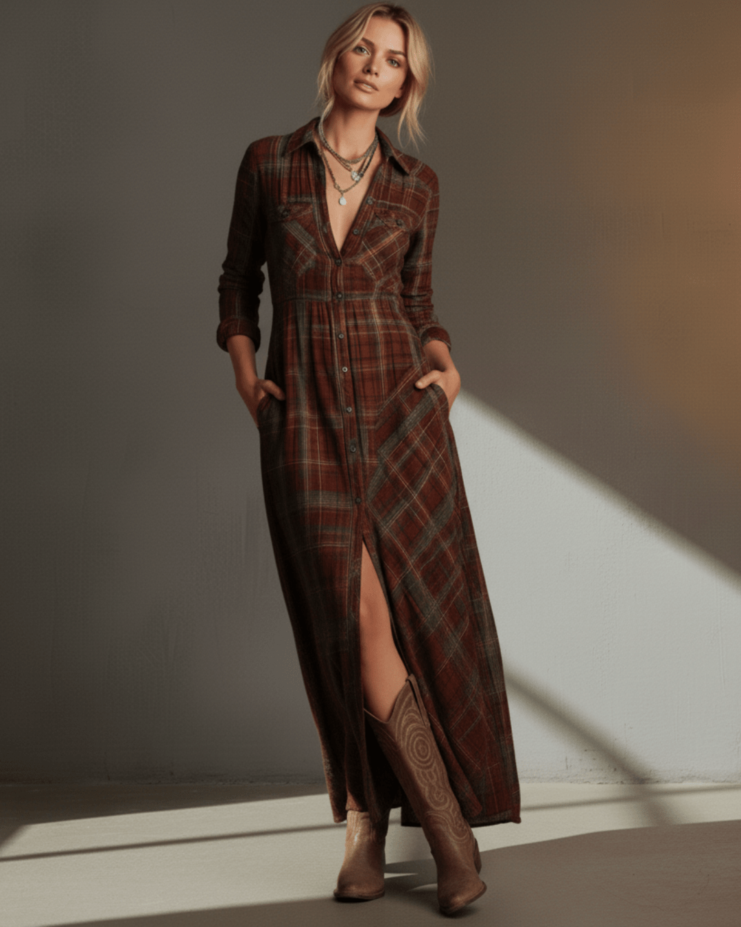 Mira™ | Checked Maxi Dress - SUNDRA