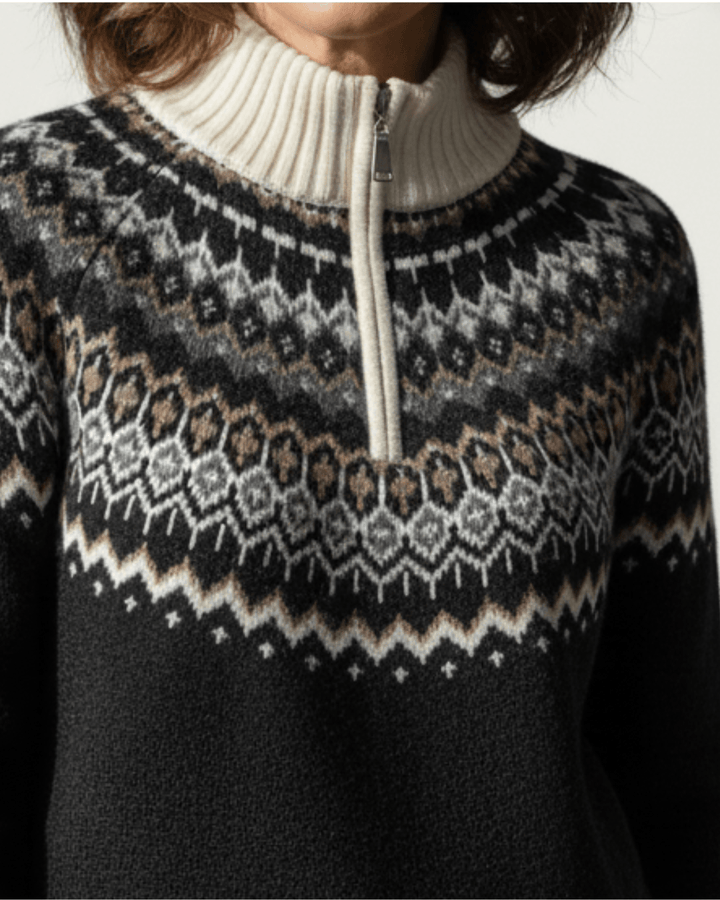 Nisa™ | Nordic Premium Wool Half - Zip Knit - SUNDRA