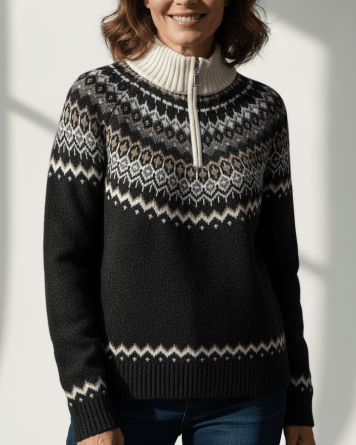 Nisa™ | Nordic Premium Wool Half - Zip Knit - SUNDRA