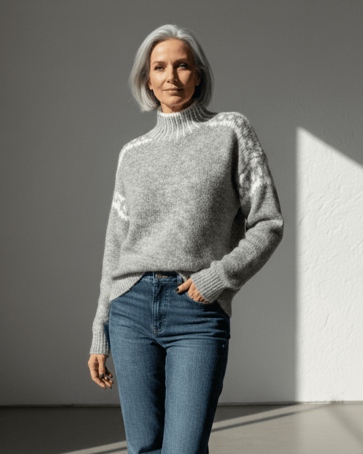 Nola™ | Patterned High Collar Knit - SUNDRA