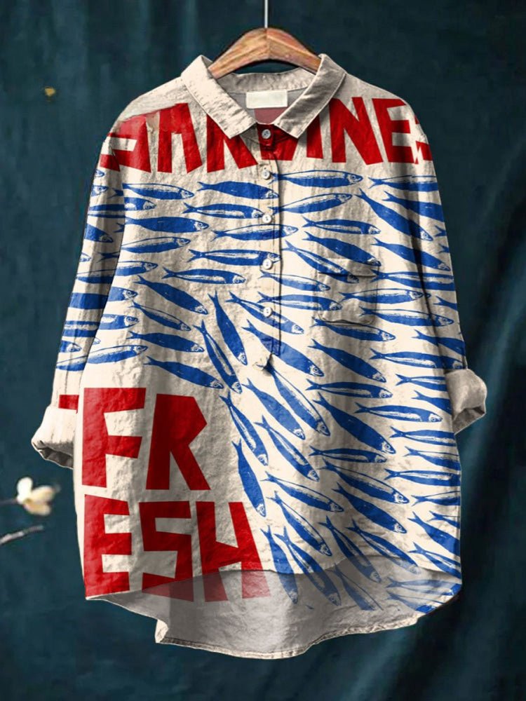 Ocean | Fresh Sardines Print Shirt - SUNDRA