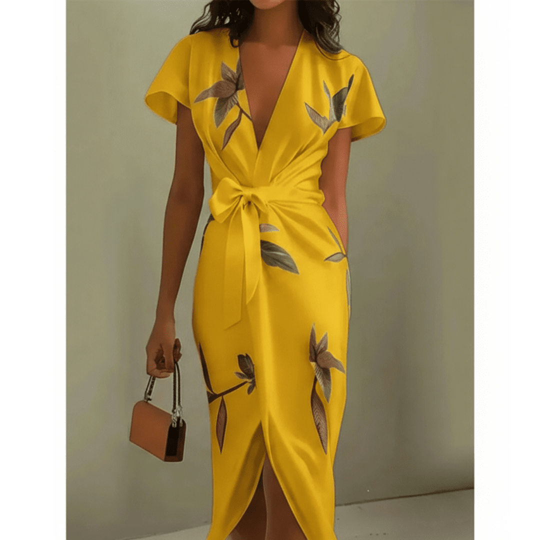 Rebecca | Elegant Wrap Midi Dress - SUNDRA