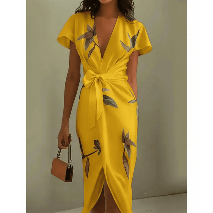 Rebecca | Elegant Wrap Midi Dress - SUNDRA