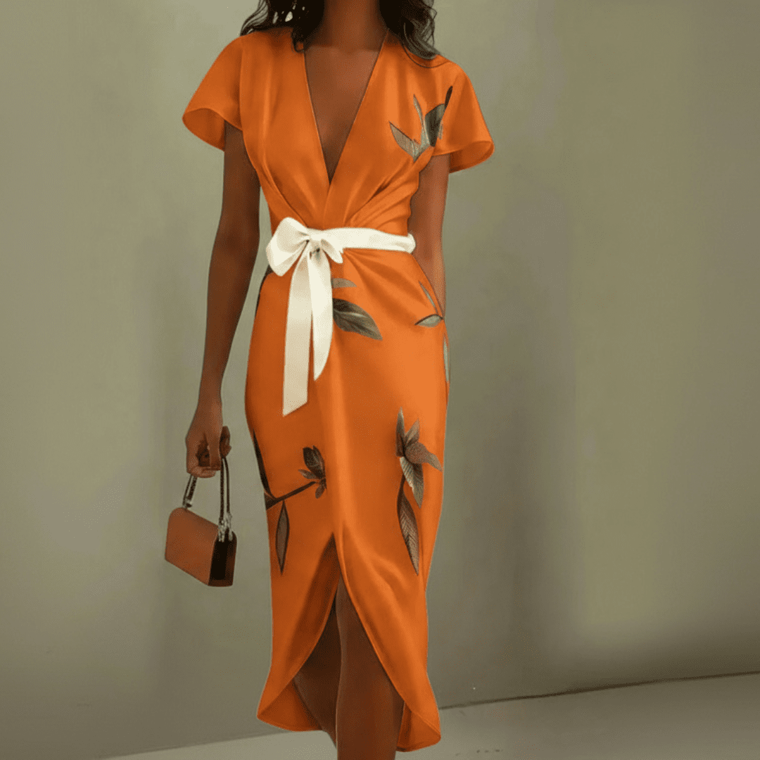 Rebecca | Elegant Wrap Midi Dress - SUNDRA