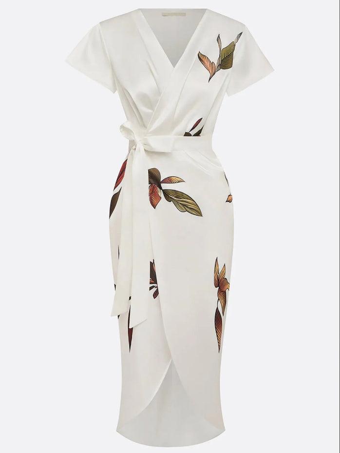 Rebecca | Elegant Wrap Midi Dress - SUNDRA