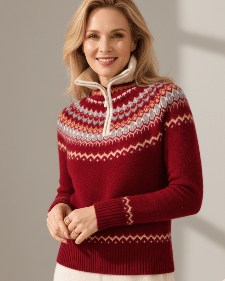 Rhea™ | Nordic Premium Wool Half - Zip Knit - SUNDRA
