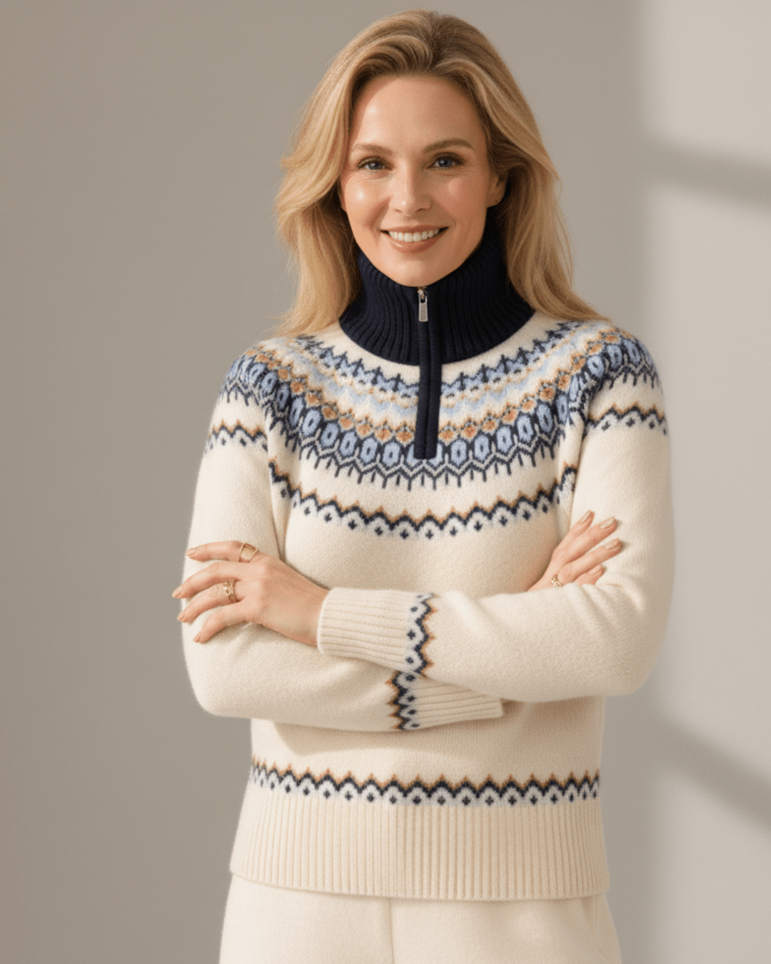 Rhea™ | Nordic Premium Wool Half - Zip Knit - SUNDRA