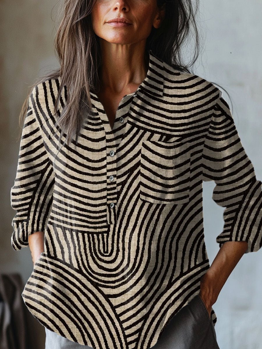 Rita | Abstract Striped Print Shirt - SUNDRA