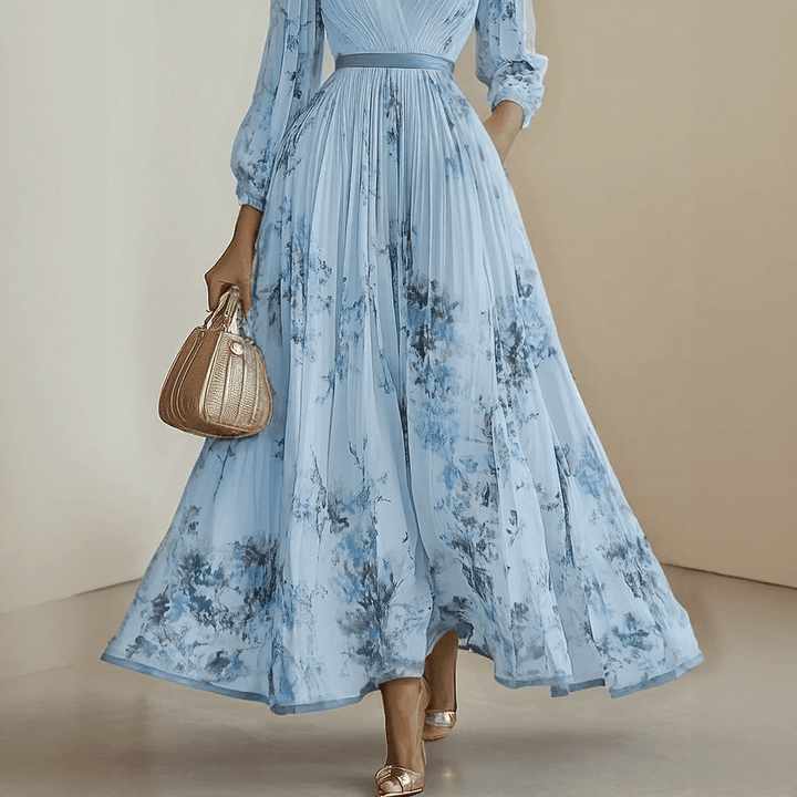 Roma - Elegant Pleated Maxi Dress - SUNDRA