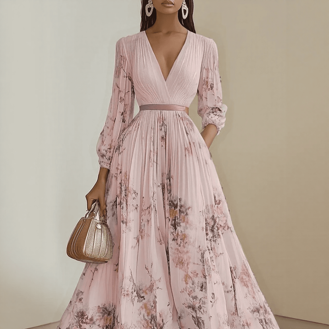 Roma - Elegant Pleated Maxi Dress - SUNDRA