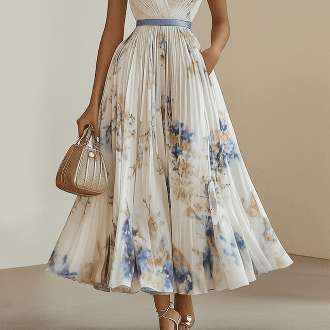 Roma - Elegant Pleated Maxi Dress - SUNDRA