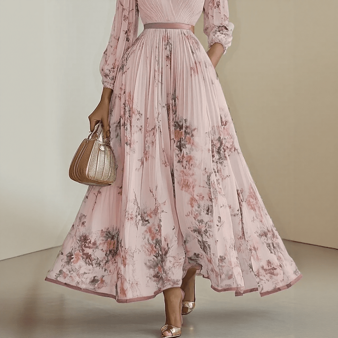 Roma - Elegant Pleated Maxi Dress - SUNDRA