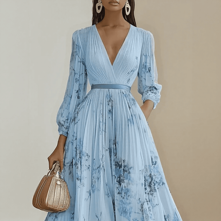 Roma - Elegant Pleated Maxi Dress - SUNDRA