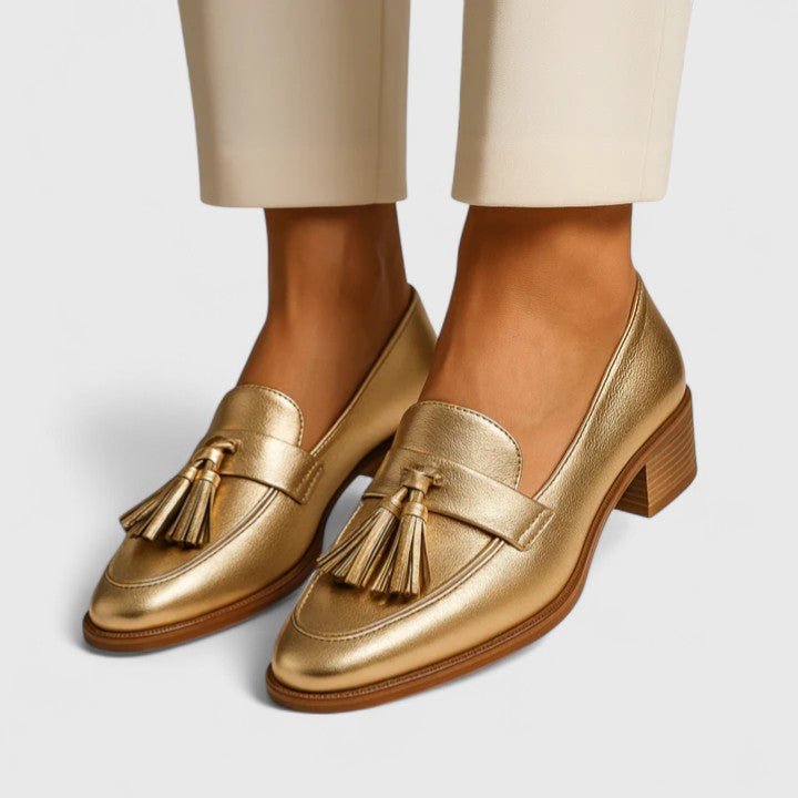 Syrelle™ | Gold Chic Comfort Loafers - SUNDRA