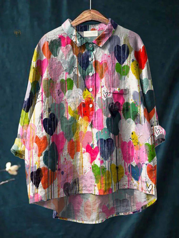 Valentina | Colorful Heart Print Shirt - SUNDRA