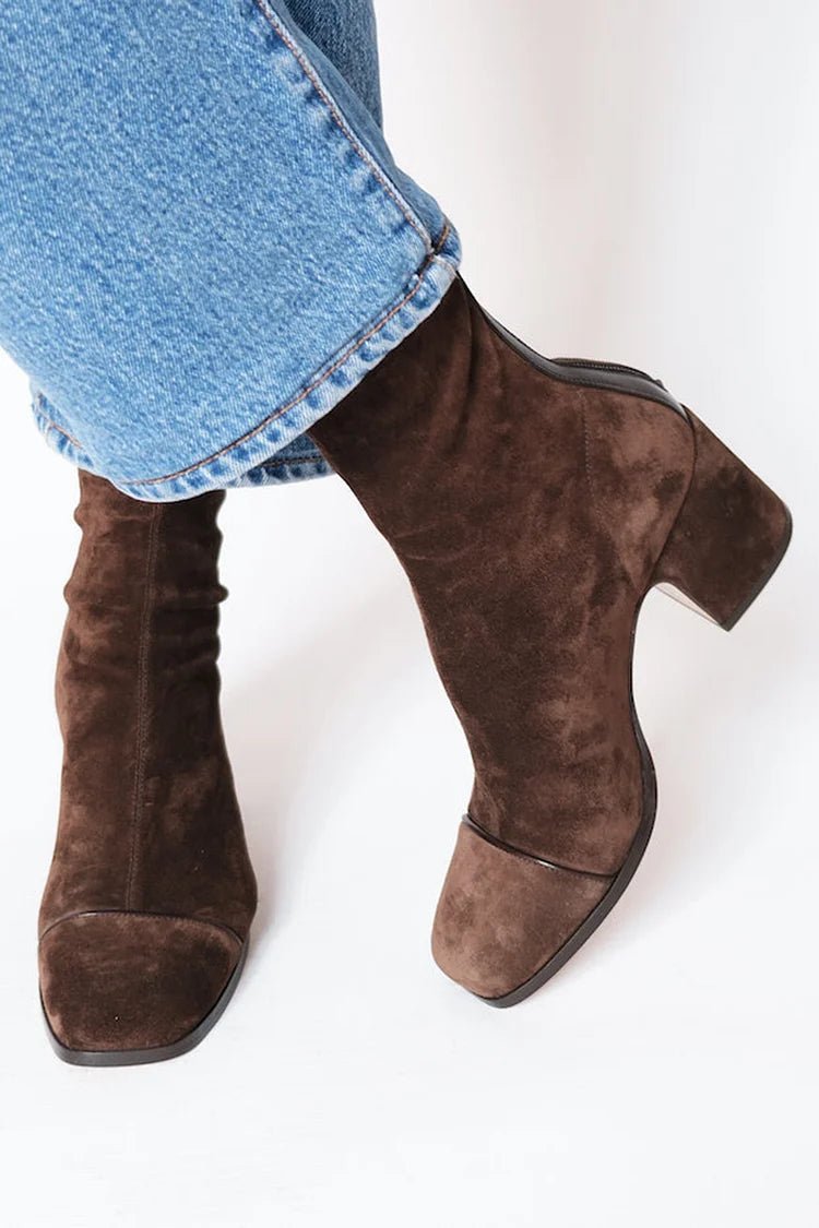 Vicky™ | Square Toe Heeled Boots - SUNDRA